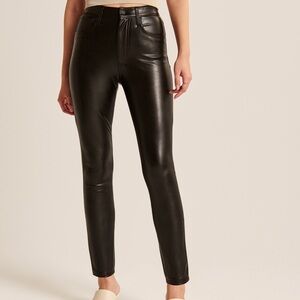 Abercrombie & Fitch Skinny High Rise Black Leather Pants 24 short